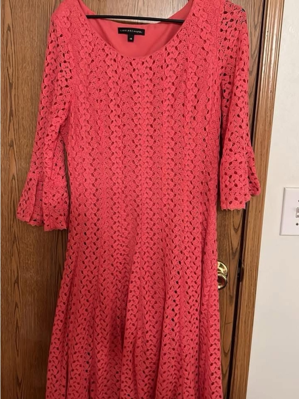 Ann Taylor Coral Crochet Fit-and-Flare Dress